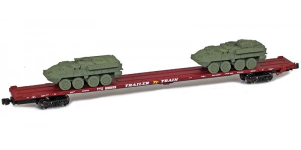 AZL 911020-2O TTX 89' Flat Car w/ Z-Panzer (1) M1126 / (1) M1134 Loads | Olive #601899