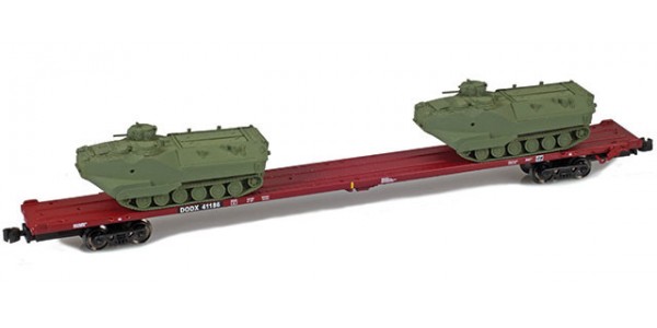 AZL 911023-4O DODX 89' Flat Car w/ Z-Panzer (2) AAV-7 Loads | Olive #41186 