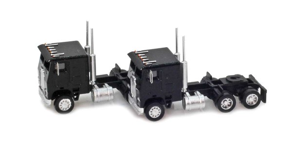 AZL 96223 Black Cab-Over Truck with Crew Cab  4 pack