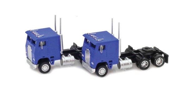AZL 96205 Blue Cab-Over Truck with Crew Cab  2 pack