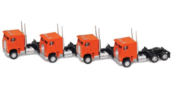 AZL 96227 Orange Cab-Over Truck with Crew Cab  4 pack