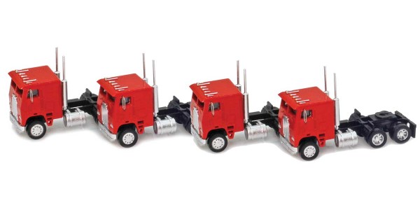 AZL 96222 Red Cab-Over Truck with Crew Cab  4 pack