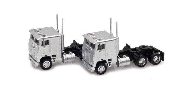 AZL 96204 Silver Cab-Over Truck with Crew Cab  2 pack