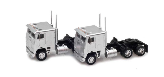 AZL 96204 Silver Cab-Over Truck with Crew Cab  2 pack