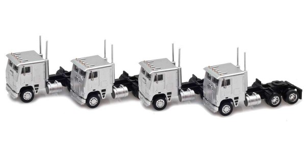 AZL 96224 Silver Cab-Over Truck with Crew Cab  4 pack
