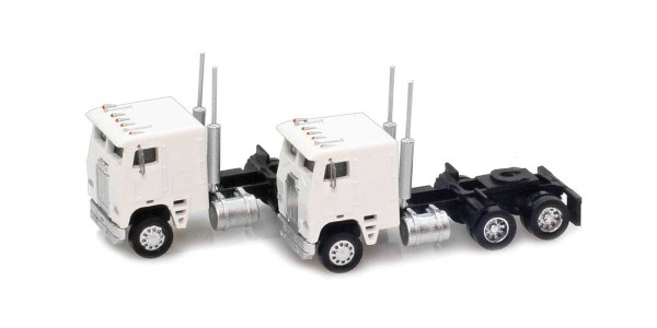 AZL 96201 White Cab-Over Truck with Crew Cab  2 pack