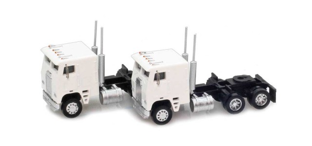 AZL 96201 White Cab-Over Truck with Crew Cab  2 pack