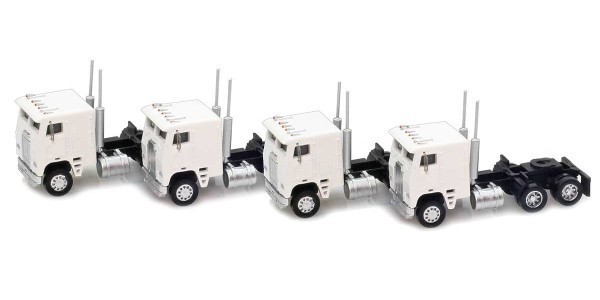 AZL 96221 White Cab-Over Truck with Crew Cab  4 pack