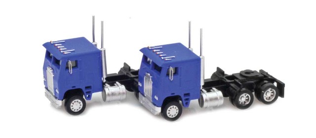 AZL 96205 Blue Cab-Over Truck with Crew Cab  2 pack