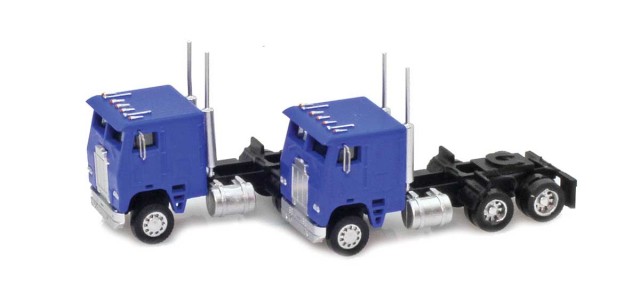 AZL 96205 Blue Cab-Over Truck with Crew Cab  2 pack