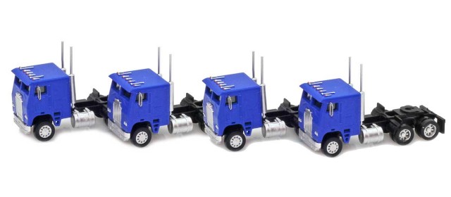 AZL 96225 Blue Cab-Over Truck with Crew Cab  4 pack