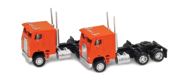 AZL 96207 Orange Cab-Over Truck with Crew Cab  2 pack
