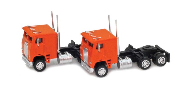 AZL 96207 Orange Cab-Over Truck with Crew Cab  2 pack
