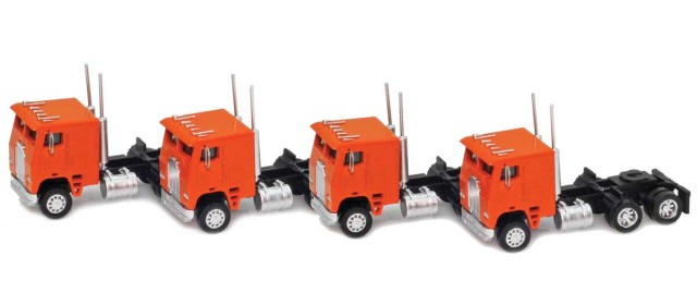 AZL 96227 Orange Cab-Over Truck with Crew Cab  4 pack