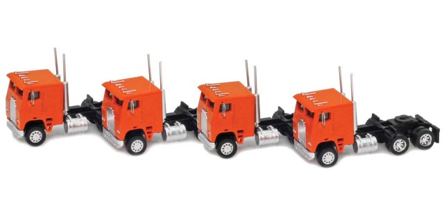 AZL 96227 Orange Cab-Over Truck with Crew Cab  4 pack