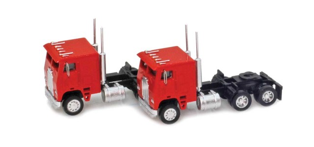 AZL 96202 Red Cab-Over Truck with Crew Cab  2 pack