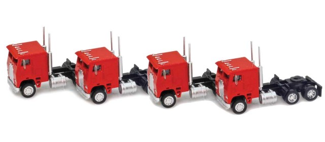 AZL 96222 Red Cab-Over Truck with Crew Cab  4 pack