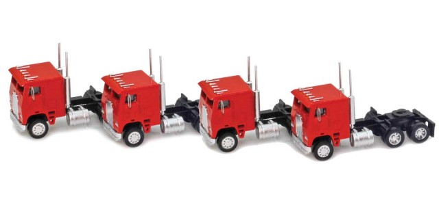 AZL 96222 Red Cab-Over Truck with Crew Cab  4 pack