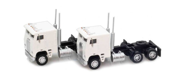 AZL 96201 White Cab-Over Truck with Crew Cab  2 pack