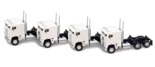 AZL 96221 White Cab-Over Truck with Crew Cab  4 pack
