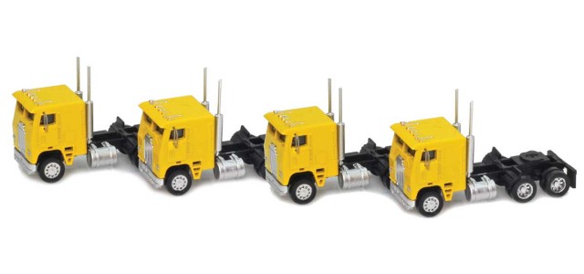 AZL 96226 Yellow Cab-Over Truck with Crew Cab  4 pack