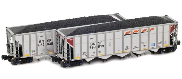 AZL 905701-1 BNSF Swoosh Autoflood III Hopper 652830, 699619 Two-pack