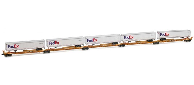 AZL 905203-1 TTAX Trinity RAF 53C Spine Cars - 5 unit set 555181 53' Trailers - FedEx Freight