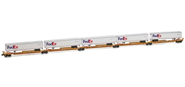 AZL 905203-1 TTAX Trinity RAF 53C Spine Cars - 5 unit set 555181 53' Trailers - FedEx Freight